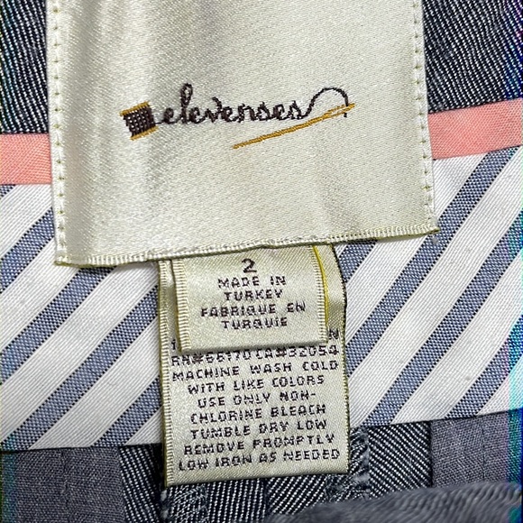 Anthropologie Elevenese 100% cotton blue wide pant Sz 2 - Picture 5 of 8